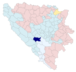 Kommunens läge i Bosnien och Hercegovina