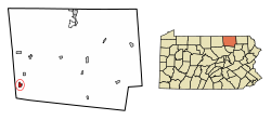 Location of Canton in Bradford County, Pennsylvania.