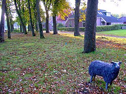 The brink (communal pasture) of Loon with a sheep statue