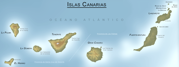 Mapa de las Islas Canarias.