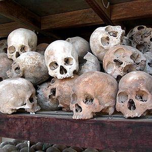 Skulls of Khmer Rouge victims.
