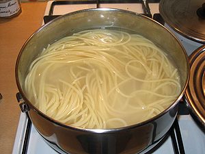 Water is often used to cook foods such as noodles.