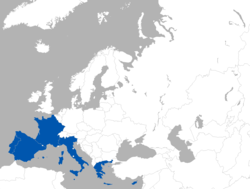 Карта Европы с указанием стран-членов Med Group