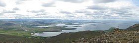 Vue panoramique de Reykjavík, vue depuis le sommet Þverfellshorn d'Esja.