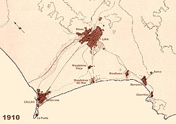 Expansión urbana de Lima al año 1910.