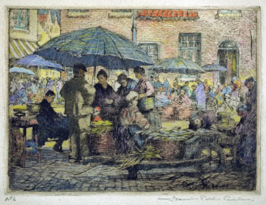 Fish Market, Bruges (hand-colored)