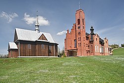 Old and new church in Górki