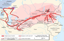 Mongol invasions and conquests Genghis Khan empire-en.svg