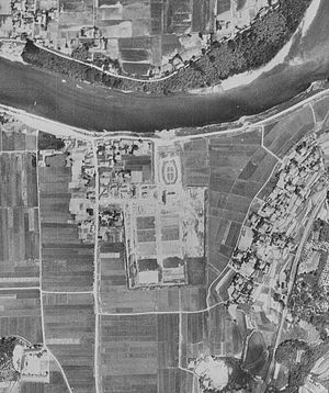1945年米軍撮影の戸坂取水場および戸坂浄水場。