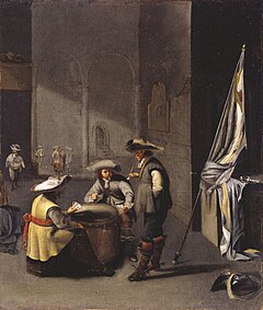 'Soldater i vaktstova speler kort', ca. 1640-1650