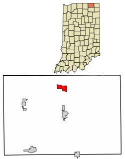 Location of Howe in LaGrange County, Indiana.