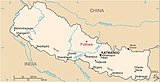 מפה המראה את מיקומה של פוקהרה בנפאל