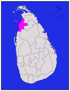 Lage des Distrikts Mannar auf Sri Lanka