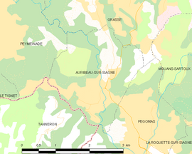 Mapa obce Auribeau-sur-Siagne