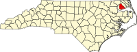 Map of Severna Karolina highlighting Perquimans County