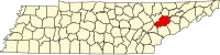Locatie van Knox County in Tennessee