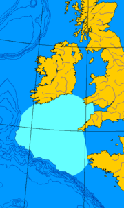 Map of the Celtic Sea, an arm of the Atlantic.