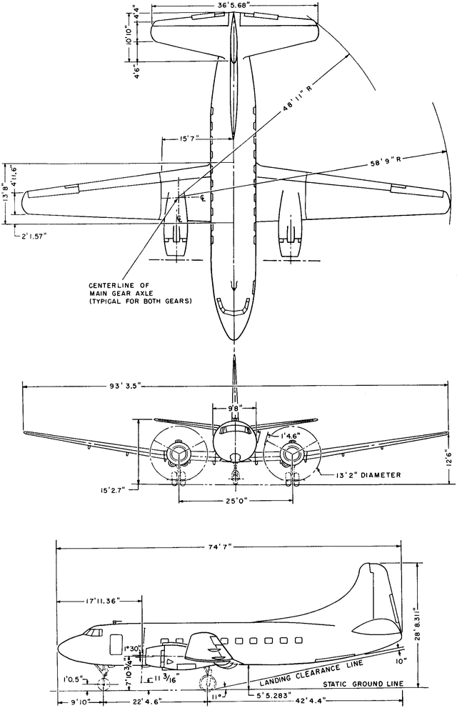 3-view silhouette drawing of the Martin RM-1