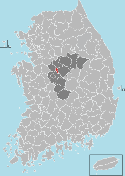موقعیت شهرستان جونگپیئونگ در نقشه