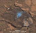火星上的“博南扎国王”岩-由于岩石松动，停止钻探（2014年9月11日）。
