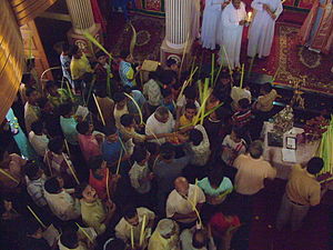 The congregation in an Oriental Orthodox churc...