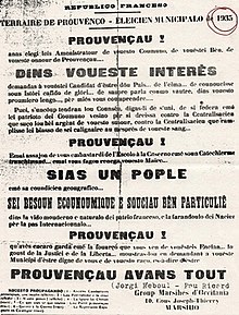 Affiche électorale en provençal, 1935