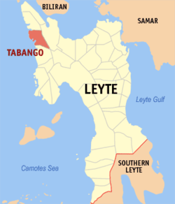 Mapa de Leyte con Tabango resaltado