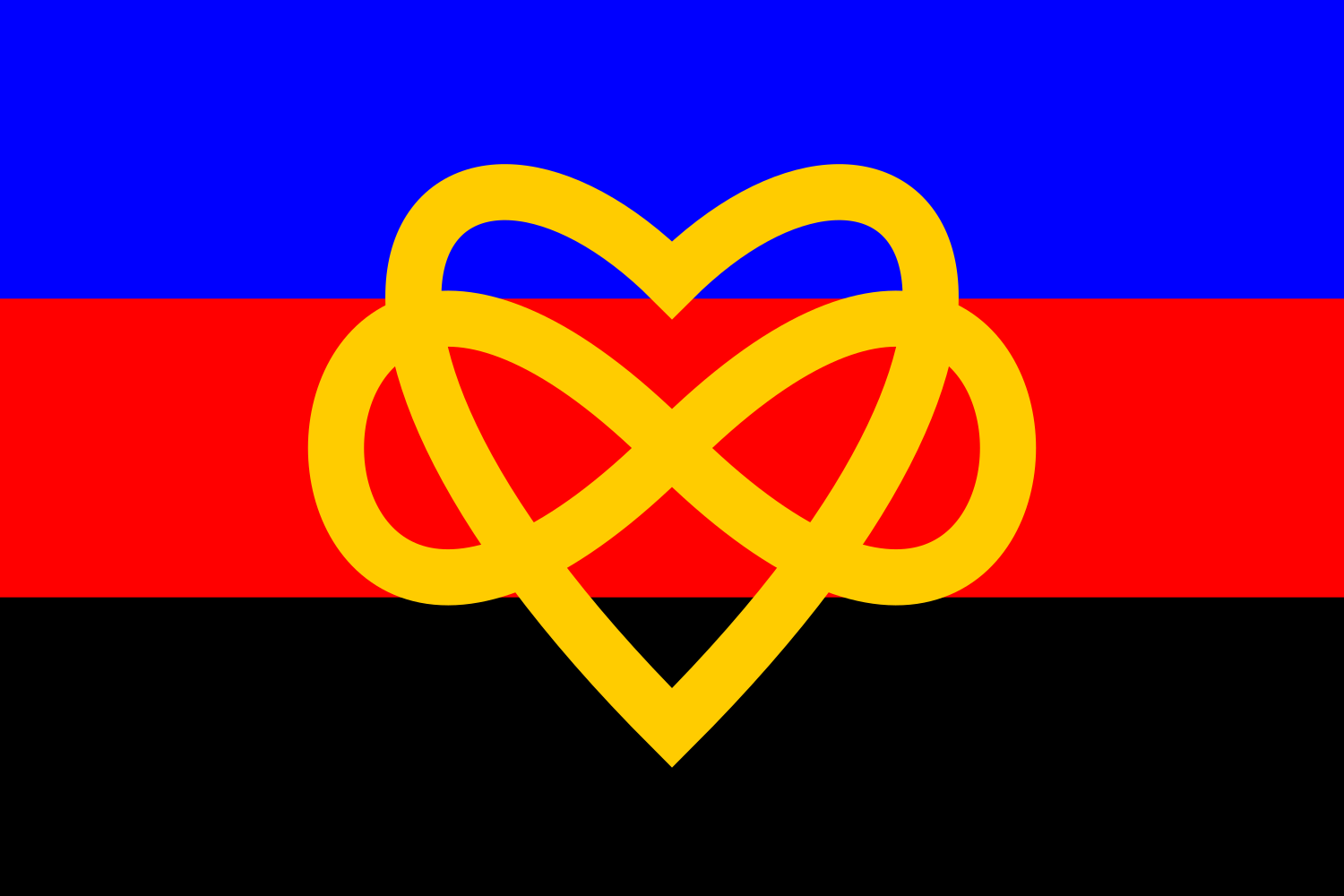 Polyamory flag with infinity heart.svg