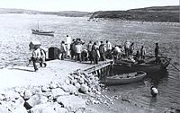 Déchargement de marchandises à Port Harrison, 1922