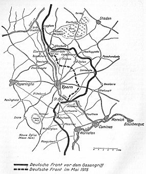 Mapa fronty v okolí Yper