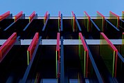 Artinstallation at the outside facade, Fluorescent acrylic glass, by daylight