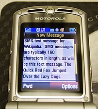 Received and displayed SMS message on a Motorola RAZR handset.