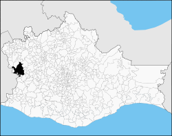 Location of the municipality in Oaxaca