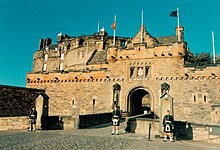 Sentries guarding the Gatehouse Sentries at Edinburgh Castle Gatehouse.jpg