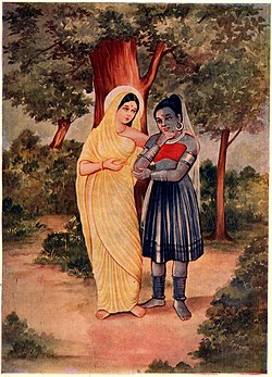 Ilustrasi Sita (kiri) dan Sarama (kanan)