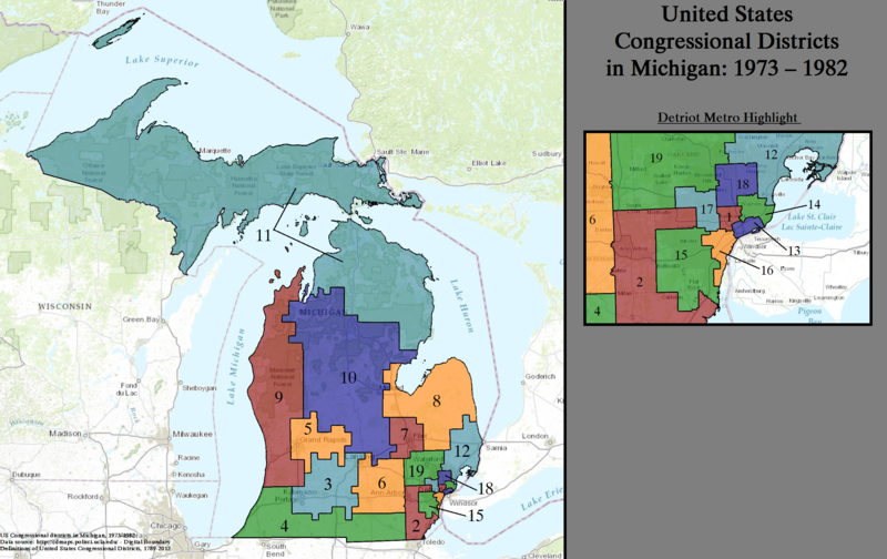 Округа Конгресса США в Мичигане, 1973 - 1982 гг.