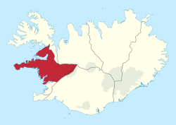 着色部が西アイスランド地方