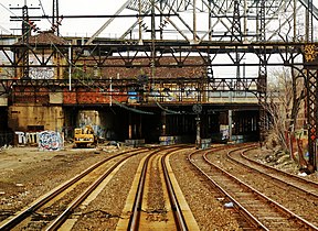 As seen from the rear of a southbound train on the Northeast Corridor