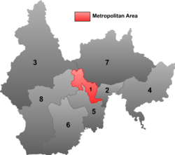 延吉市（紅色區域）在延邊朝鮮族自治州的地理位置