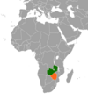 Location map for Zambia and Zimbabwe.