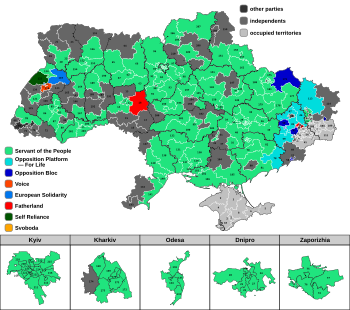 Results of single-mandate constituencies Rezul'tati Parlaments'kikh viboriv v Ukrayini 2019 roku v odnomandatnikh mazhoritarnikh okrugakh.svg