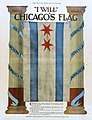 Rètol on apareix la bandera de Chicago de 1917 i el lema "I Will".[22]