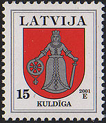 Паштовая марка 2001 года — герб горада.
