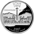 43.–44. KW Der Golden Spike auf dem State Quarter von Utah.