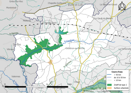 Carte des ZNIEFF de type 2 localisées sur la commune[Note 3].