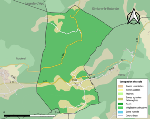 Carte en couleurs présentant l'occupation des sols.