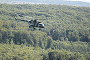 A Ukrainian Mi-8 helicopter transporting paratroopers during the "Rapid Trident-2013" exercise, on July 9, 2013.