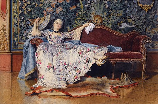 A reclining lady with a fan by Eleuterio Pagliani (1826-1903)