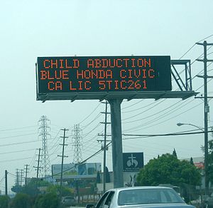 AMBER Alert highway sign alerting motorists to...