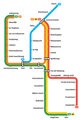 Karta över Amsterdams tunnelbana